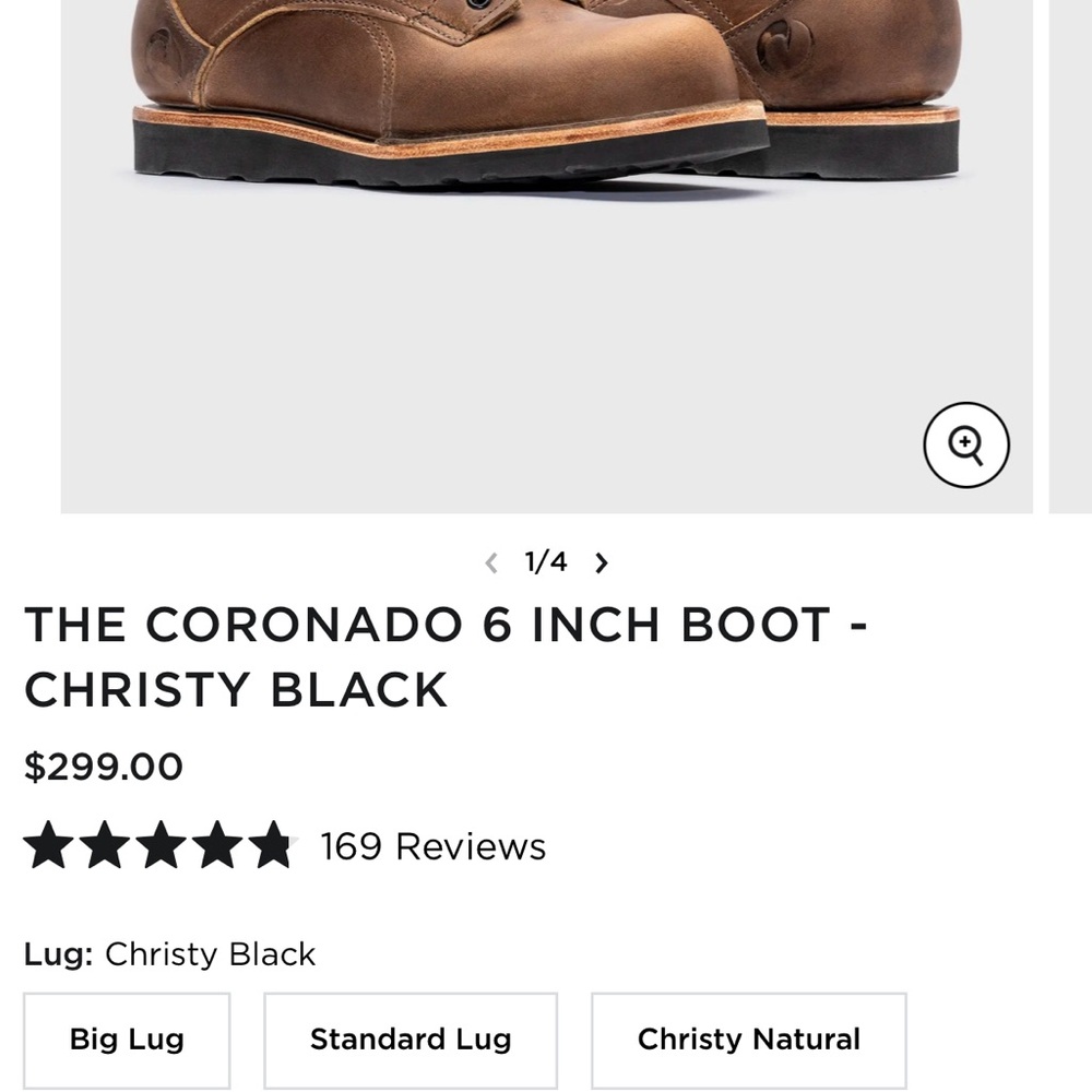Origin The Coronado 6 inch Boot Christy Black Men Size 9D
Color Whiskey